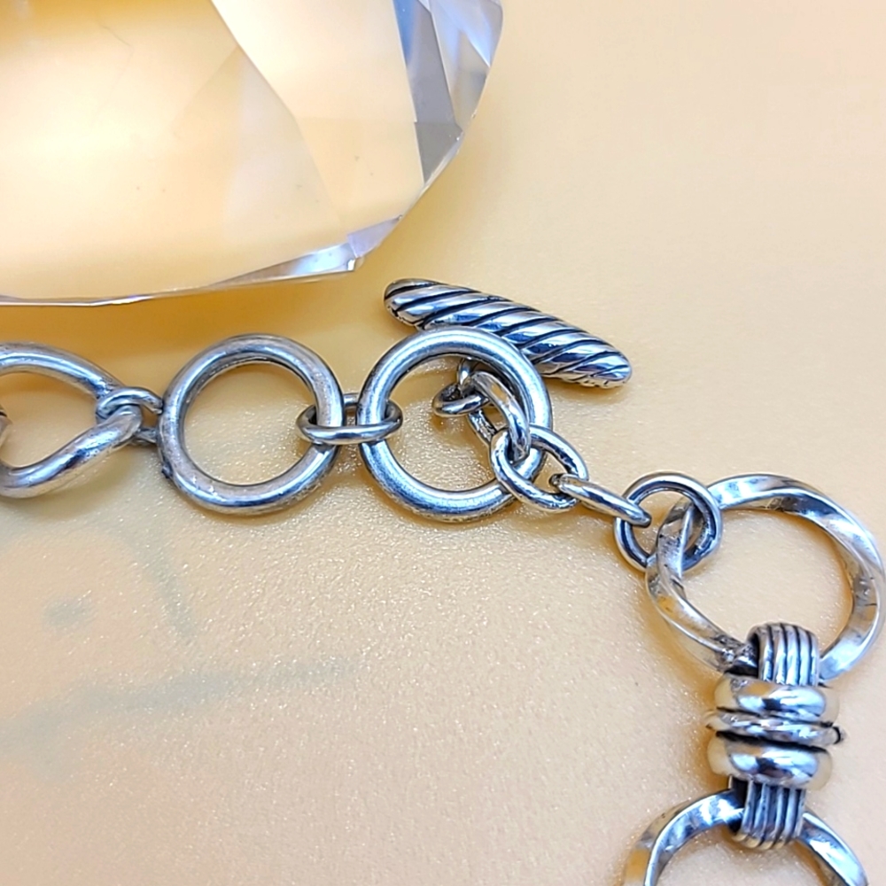 $110 Brighton "CHERISH" Multi Two-Tone Cross, Moon, & Heart Charm Bracelet RARE - Picture 6 of 11
